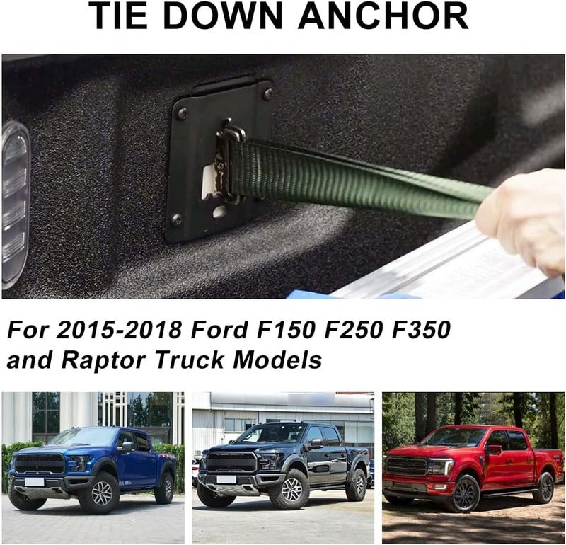 BIHEE Tie Down Anchors Plates 4 Pack Truck Bed Cargo Tie Down Brackets Compatible with Boxlink F150 2015-2025 and F250 F350 F450 F550 Super Duty 2017-2025 Replace for FL3Z99000A64B FL3Z-9928408-AB - Image 3